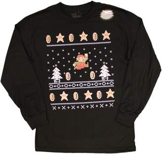 Fifth Sun Men's Nintendo Super Mario Bros Ugly Christmas Sweater Long Sleeve T-Shirt