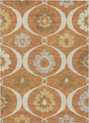 HomeRoots 9' X 12' Orange Copper And Gray Medallion Washable Indoor Outdoor Area Rug