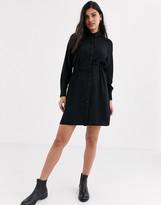 Thumbnail for your product : New Look gather waist shirt mini dress in black