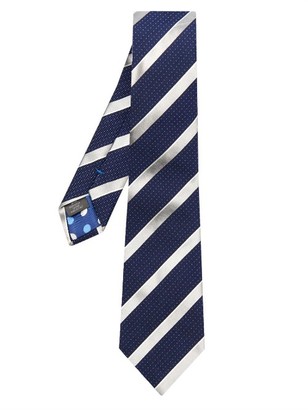 Paul Smith Diagonal striped and pin-dot jacquard tie