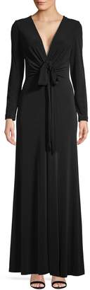 Calvin Klein V-Neck Long Sleeve Drape Gown