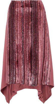 Sies Marjan Darby Metallic Devore-velvet And Pleated Chiffon Skirt