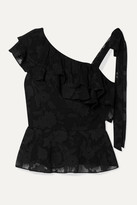 Thumbnail for your product : Rachel Zoe Katerina Ruffled Fil Coupe Silk And Cotton-blend Chiffon Blouse - Black