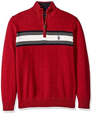 U.S. Polo Assn. Men's Tri-Color Chest Stripe 1/4 Zip Sweater