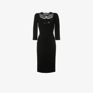 Dolce & Gabbana Black Lace-Insert Fitted Dress, Size: 38
