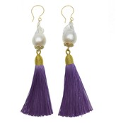 Thumbnail for your product : Farra - Baroque Purple Tassel Earrings