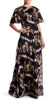 Thumbnail for your product : Monique Lhuillier Floral Embroidered Wide Sleeve Maxi Dress