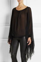 Thumbnail for your product : Michael Kors Lace-trimmed silk-chiffon top