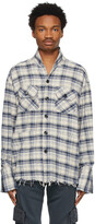Thumbnail for your product : Greg Lauren Blue & White Shawl Collar Boxy Studio Shirt
