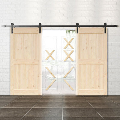 Homacer Paneled Wood Unfinished Barn Door with Installation Hardware Kit