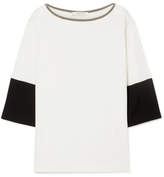 Thumbnail for your product : Max Mara Orologi Satin-trimmed Two-tone Crepe Top - Ivory