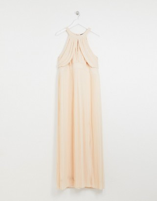 TFNC Plus bridesmaid exclusive pleated maxi dress in pearl pink