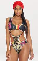 Thumbnail for your product : PrettyLittleThing White Baroque Under Bust Cut Out Swimsuit