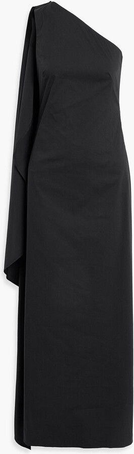 Dune one-shoulder draped stretch-cotton poplin maxi dress