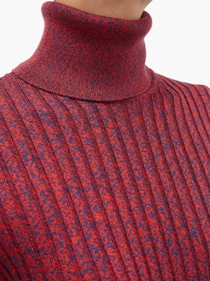 Gucci Roll-neck Silk-blend Melange Sweater - Red Multi