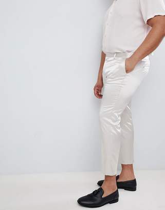ASOS Design DESIGN PLUS Skinny Crop Smart Pants In Cream Sateen
