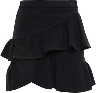 IRO Mica Wrap-effect Ruffled Crepe Mini Skirt