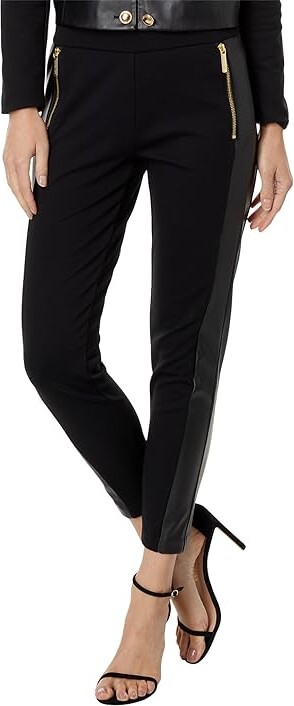 MICHAEL Michael Kors Zip Front Leather Leggings (Black) Women's Clothing -  ShopStyle
