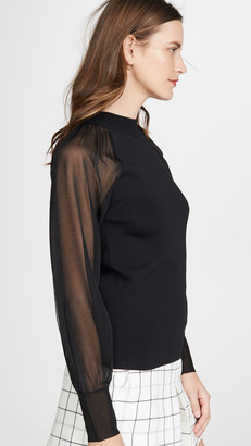Edition10 Sheer Sleeve Knit Top