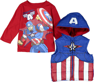 Children's Apparel Network Captain America Tee & Hooded Vest - Toddler & Boys