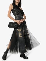 Thumbnail for your product : Unravel Project Distressed Denim Tulle Midi Skirt