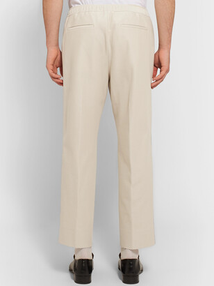 Gucci Slim-Fit Cropped Piped Cotton-Pique Drawstring Trousers - Men - Neutrals