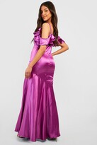 Thumbnail for your product : boohoo Bridesmaid Satin Ruffle Maxi Dress