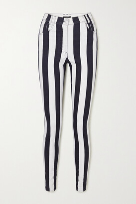 Balmain Striped High-rise Skinny Jeans - White - ShopStyle