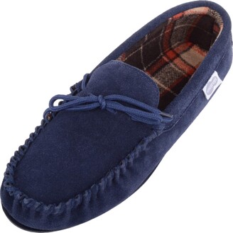 mens blue moccasin slippers
