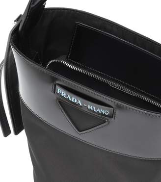 Prada Leather-trimmed nylon bucket bag