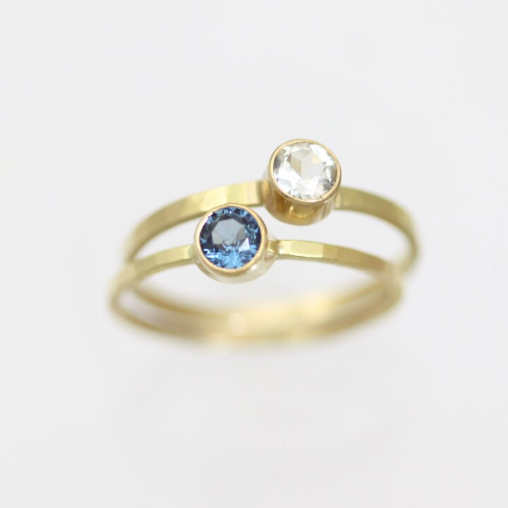 Etsy Hammered Birthstone Drop Ring For Stacking in 14Ky Gold