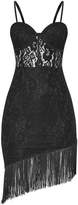 Thumbnail for your product : Pure Black Lace Cup Detail Tassel Hem Bodycon Dress