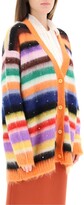 Thumbnail for your product : Miu Miu MOHAIR F 3 STRIPE CRYSTAL CARDIGAN 36 Orange,Green,Purple Wool