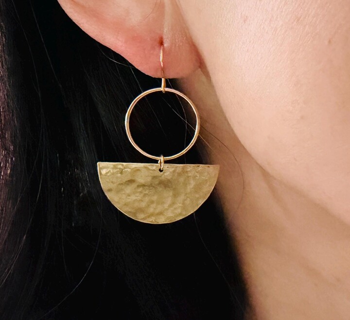 Etsy Hammered Half Disc Hoop Earrings in Gold Or Silver