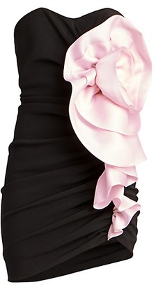 Alexandre Vauthier Compact Crepe Sweetheart Rosette Mini Dress