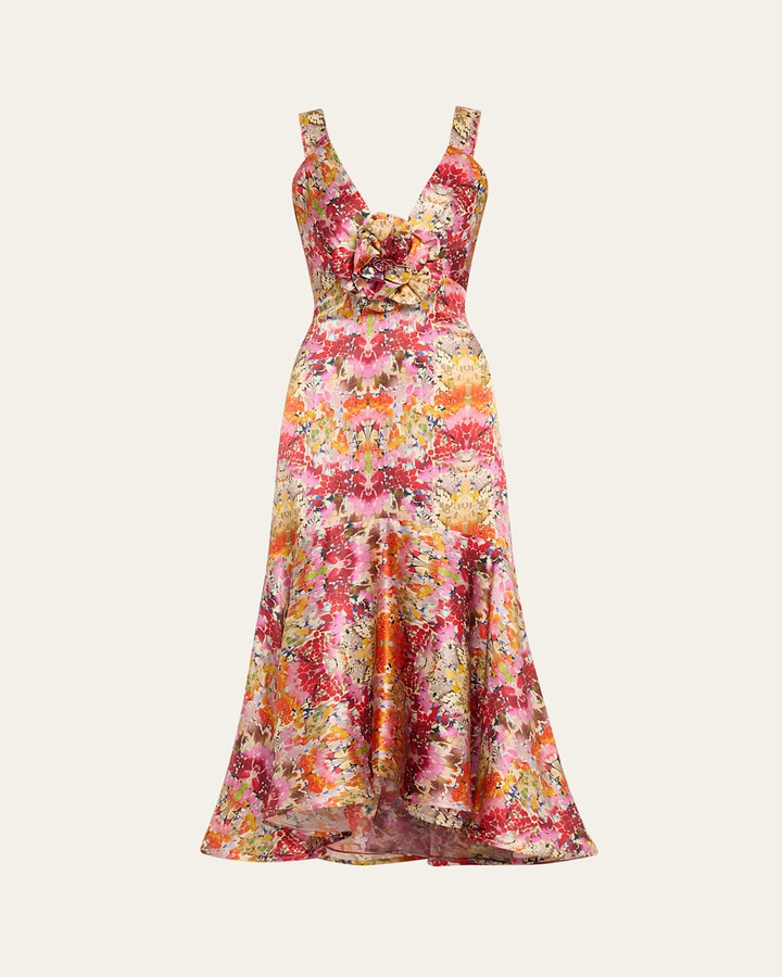 Silvia Tcherassi Saskya Printed High-Low Midi Dress