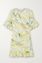 Thumbnail for your product : Diane von Furstenberg Tatum Ruffled Printed Crepe Mini Dress - Yellow