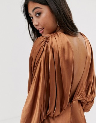 ASOS EDITION Petite ruched batwing satin jumpsuit
