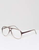 Thumbnail for your product : Reclaimed Vintage Inspired Aviator Clear Lens Glasses In Tbrownort
