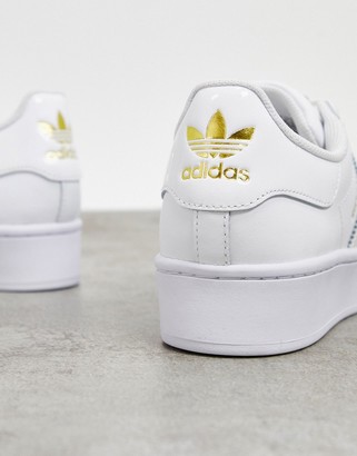 adidas Superstar Bold platform sneakers in triple white - ShopStyle