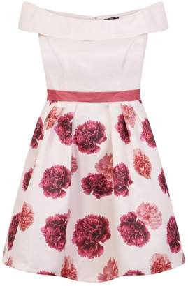 Dorothy Perkins Womens *Chi Chi London Pink Floral Print Midi Bardot Dress