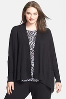 Thumbnail for your product : Sejour Open Stitch Back Inset Cardigan (Plus Size)