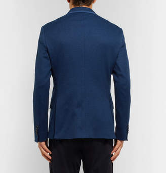 Etro Blue Slim-Fit Textured-Cotton Blazer