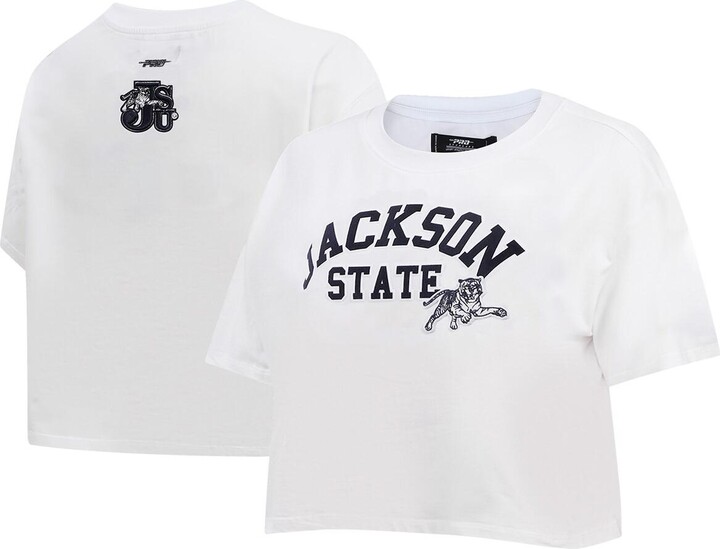 Pro Standard Women's White Jackson State Tigers Classic Three-Hit Boxy Cropped T-Shirt