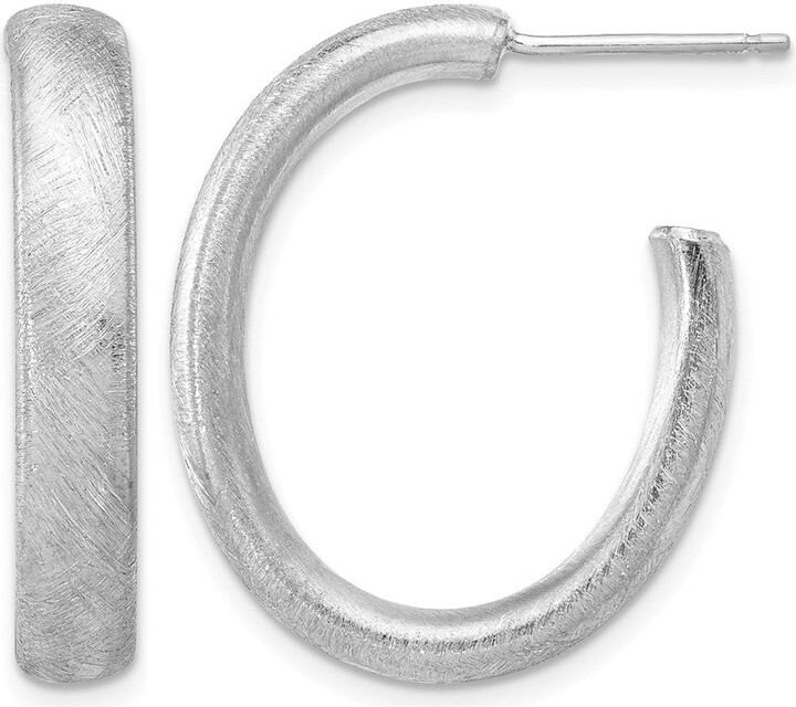 Diamond2Deal Sterling Silver Brushed J-Shape Stud Earrings