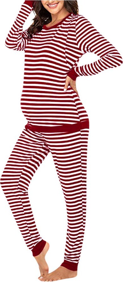 Arestory Women's Maternity Pajamas Set Long Sleeve Nursing T-shirt  Tops+Striped Pants Suit Ladies Pregnant Stretch Nightshirt Sleepwear Mama  Casual Pregnancy Nightgown Pyjamas Set Plus Size Red - ShopStyle