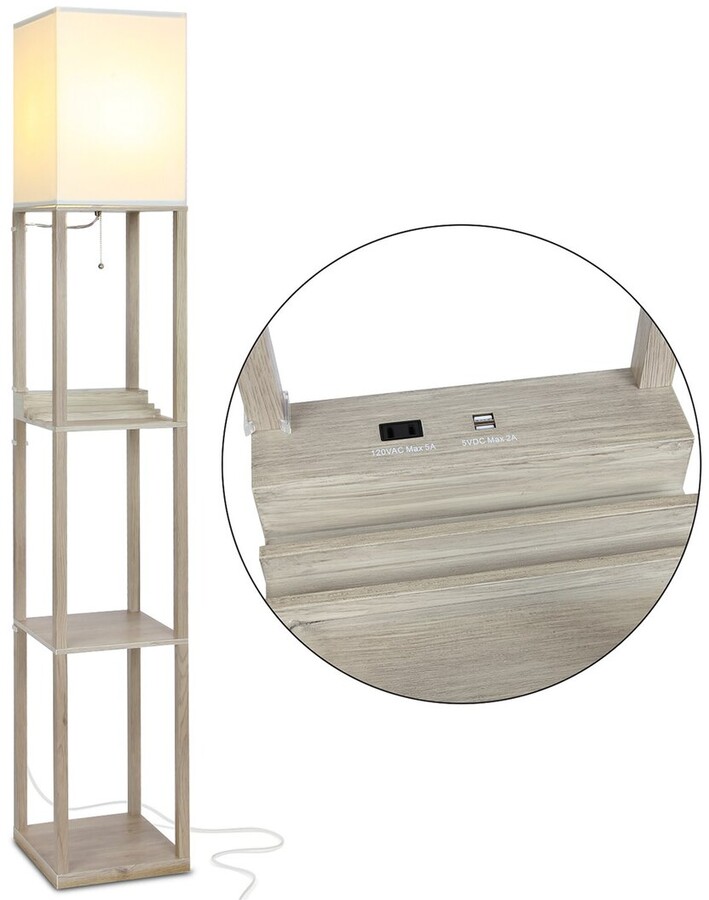 Brightech Maxwell Natural Led Shelf Floor Lamp With Usb Port ShopStyle