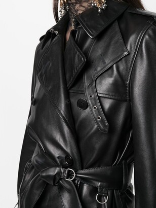 Saint Laurent Double-Breasted Leather Trench Coat - ShopStyle
