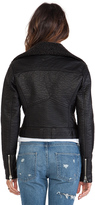 Thumbnail for your product : Obey Eddie Vegan Leather Jacket with Faux Fur Trim