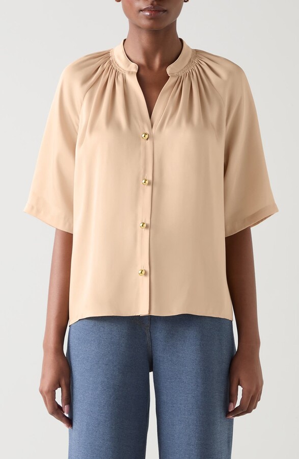 LK Bennett Amber Short Sleeve Button-Up Shirt